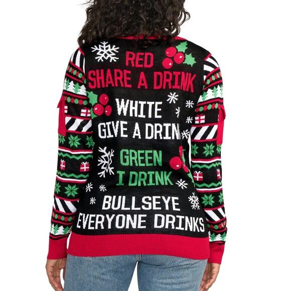 Tipsy Elves “You Miss, You Drink!” Target Game Christmas Sweater, Size M NWT - Picture 6 of 10
